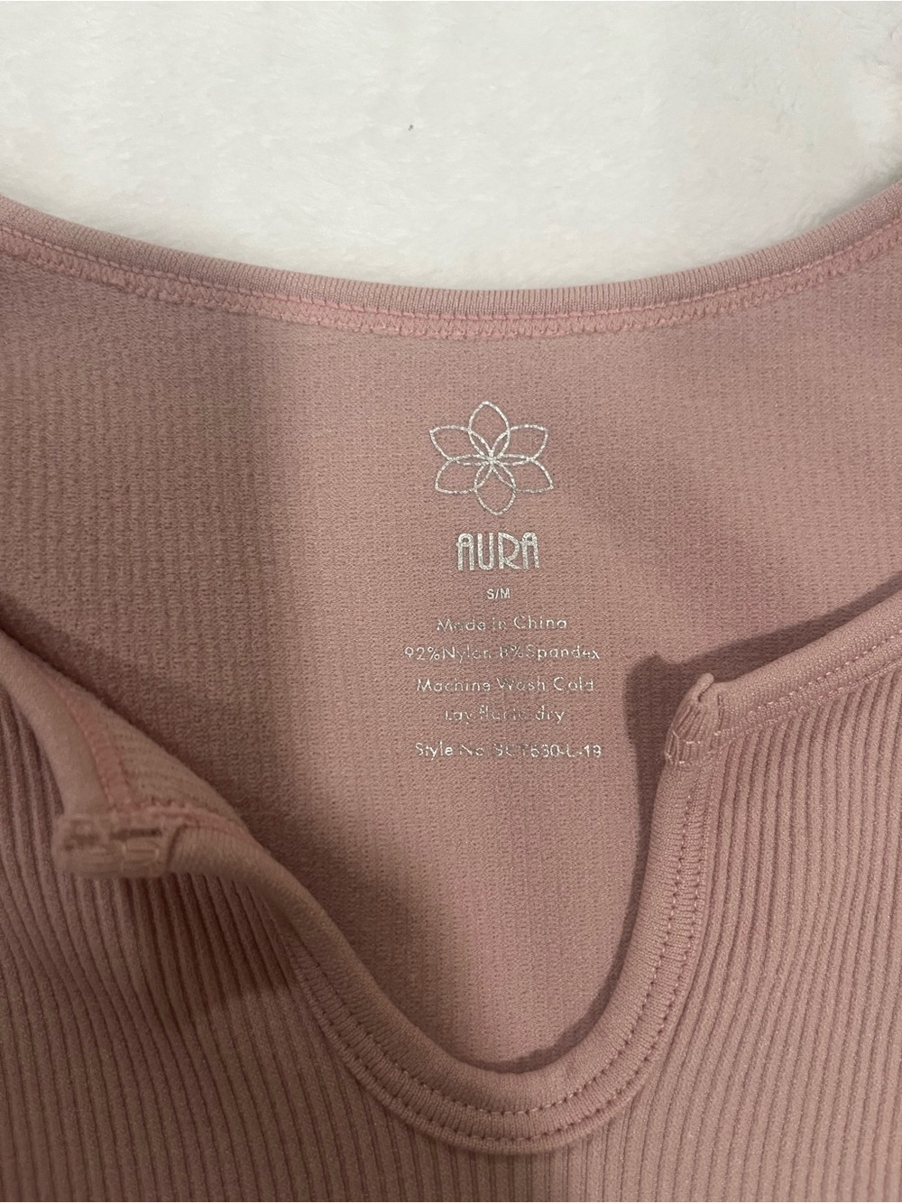 AURA Ribbed Notch Neck Long Sleeve Top - small/medium - Picture 3 of 6